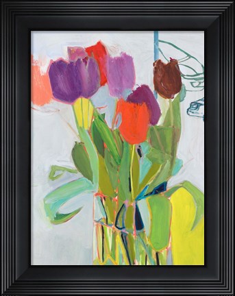 Framed Tulips and Two Cars Print
