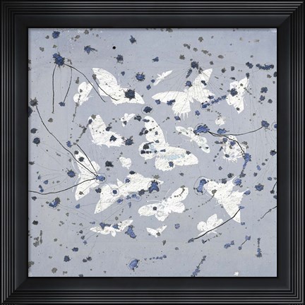 Framed 19th Century Butterfly Constellations in Blue II Print