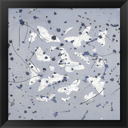 Framed 19th Century Butterfly Constellations in Blue II Print