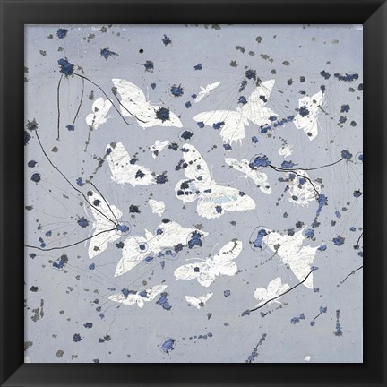 Framed 19th Century Butterfly Constellations in Blue II Print