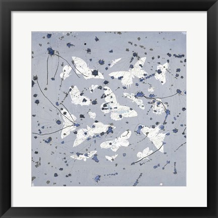 Framed 19th Century Butterfly Constellations in Blue II Print