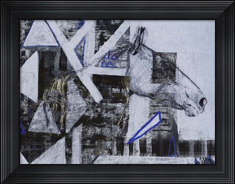 Framed Blue Horse I Print
