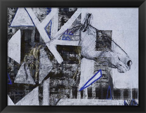 Framed Blue Horse I Print