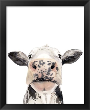 Framed Watercolor Cow Portrait II Print