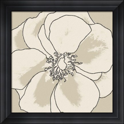 Framed Beige Blooms I Print