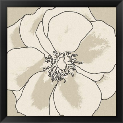 Framed Beige Blooms I Print