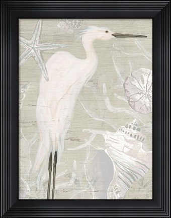 Framed Driftwood Heron I Print