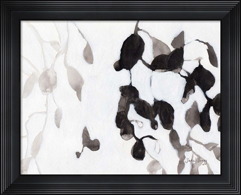 Framed Leaves in Black and White Print