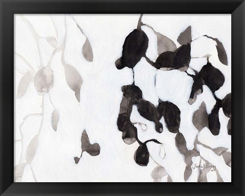 Framed Leaves in Black and White Print