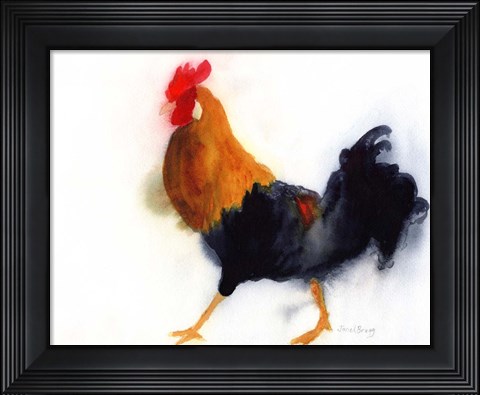 Framed Rooster on Kauai at Lydgate Park Print