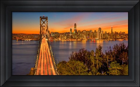 Framed Bay Bridge and Evening Commute Print