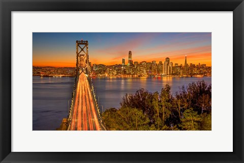 Framed Bay Bridge and Evening Commute Print