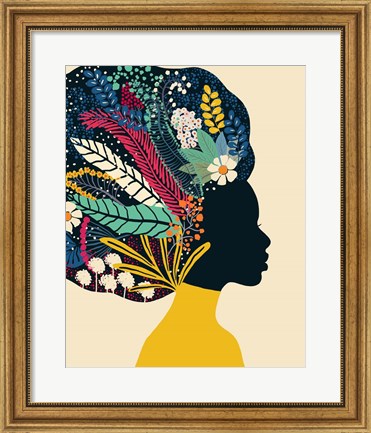 Framed Afro Woman In Yellow Print