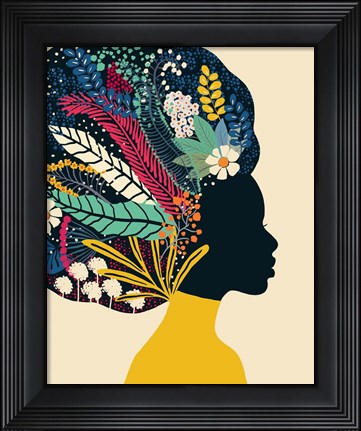 Framed Afro Woman In Yellow Print
