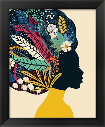 Framed Afro Woman In Yellow Print