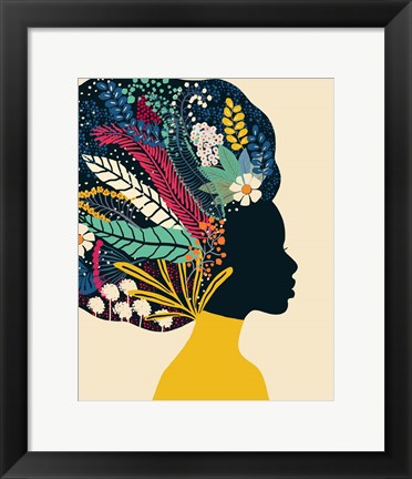 Framed Afro Woman In Yellow Print