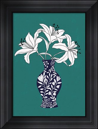 Framed Lily On Teal Print
