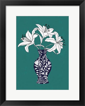 Framed Lily On Teal Print