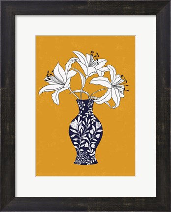 Framed Lily On Yellow Print