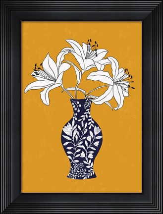 Framed Lily On Yellow Print