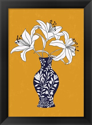 Framed Lily On Yellow Print