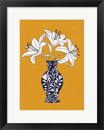 Framed Lily On Yellow Print