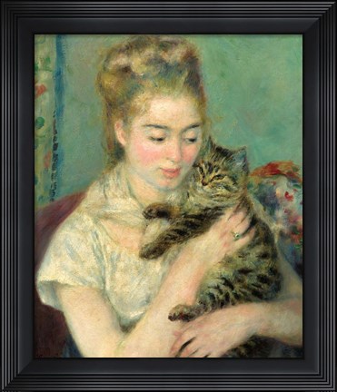 Framed Woman with Cat (Femme au chat), 1875 Print