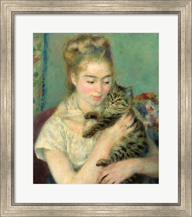 Framed Woman with Cat (Femme au chat), 1875 Print