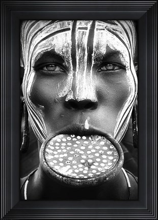 Framed Tribal Beauty - Ethiopia, Mursi People Print