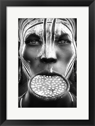 Framed Tribal Beauty - Ethiopia, Mursi People Print