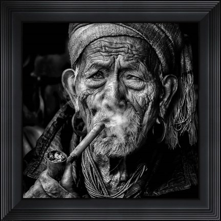 Framed Elderly Smoker Print