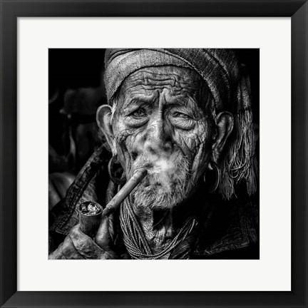 Framed Elderly Smoker Print