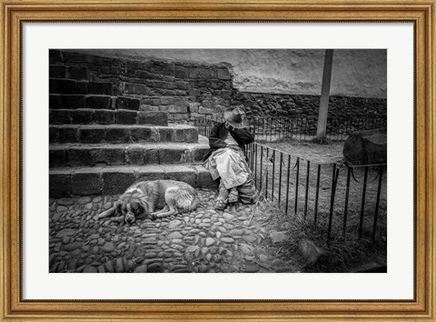 Framed Portrait of a Woman and her Dog Print