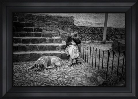 Framed Portrait of a Woman and her Dog Print