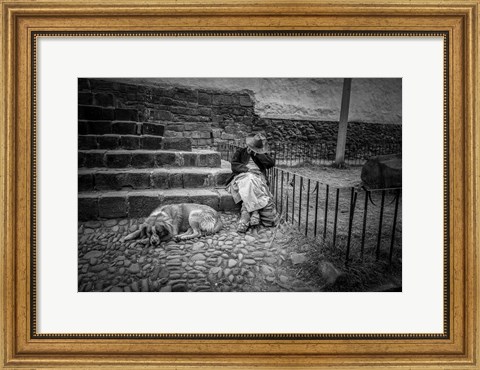 Framed Portrait of a Woman and her Dog Print