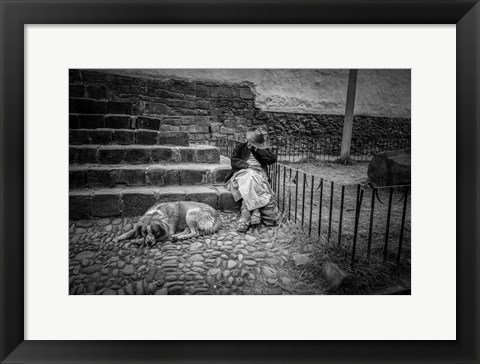 Framed Portrait of a Woman and her Dog Print