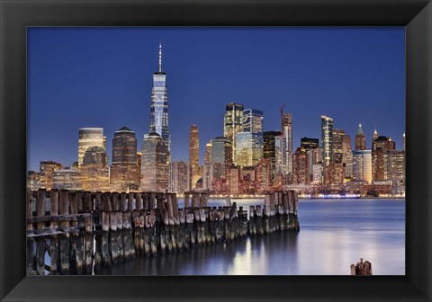 Framed Manhattan Skyline at night Print