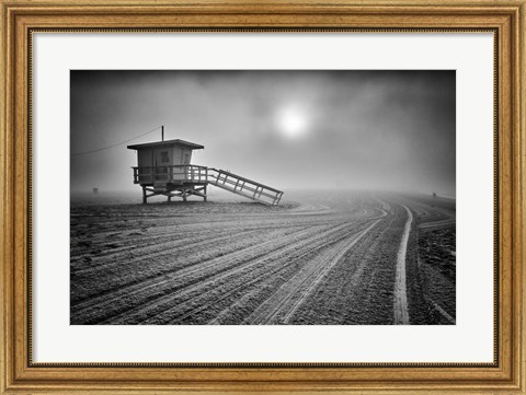 Framed Fog on the Beach - Santa Monica, California Print