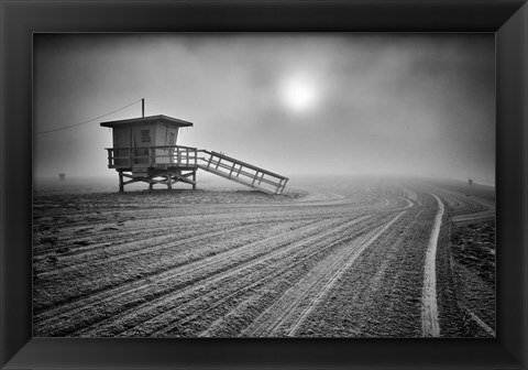 Framed Fog on the Beach - Santa Monica, California Print