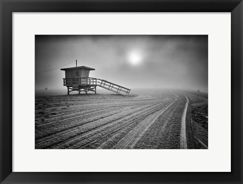 Framed Fog on the Beach - Santa Monica, California Print