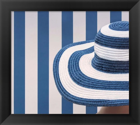 Framed Blue and White Print