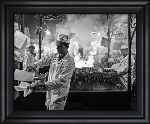 Framed Street Cooking Print