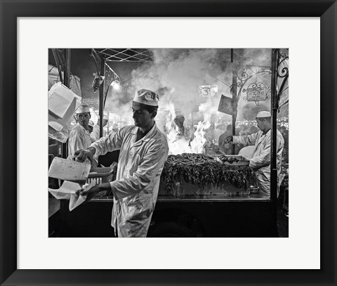 Framed Street Cooking Print