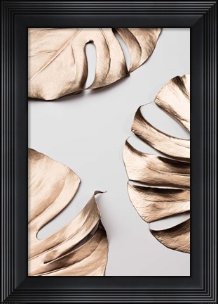 Framed Monstera Gold 1 Print