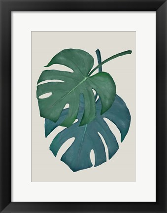 Framed Monstera Aqua 6 Print