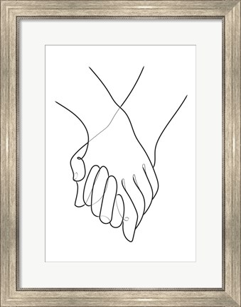 Framed Holding Hands Lines Print