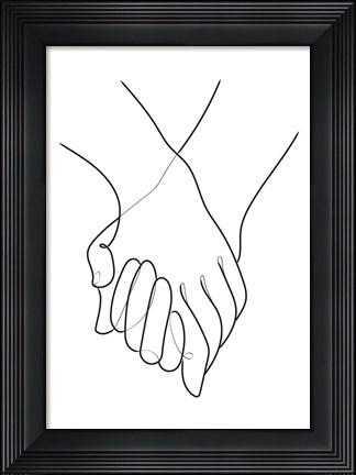 Framed Holding Hands Lines Print