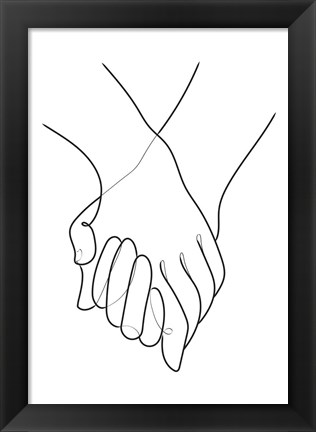 Framed Holding Hands Lines Print