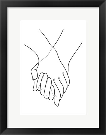 Framed Holding Hands Lines Print