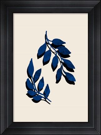 Framed Blue Twig Brush Print